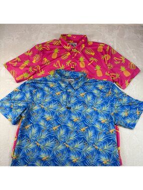 Lot of 2 Savage Tacticians Gangsters Paradise Polo Shirts Large Grenade Gun Knuc